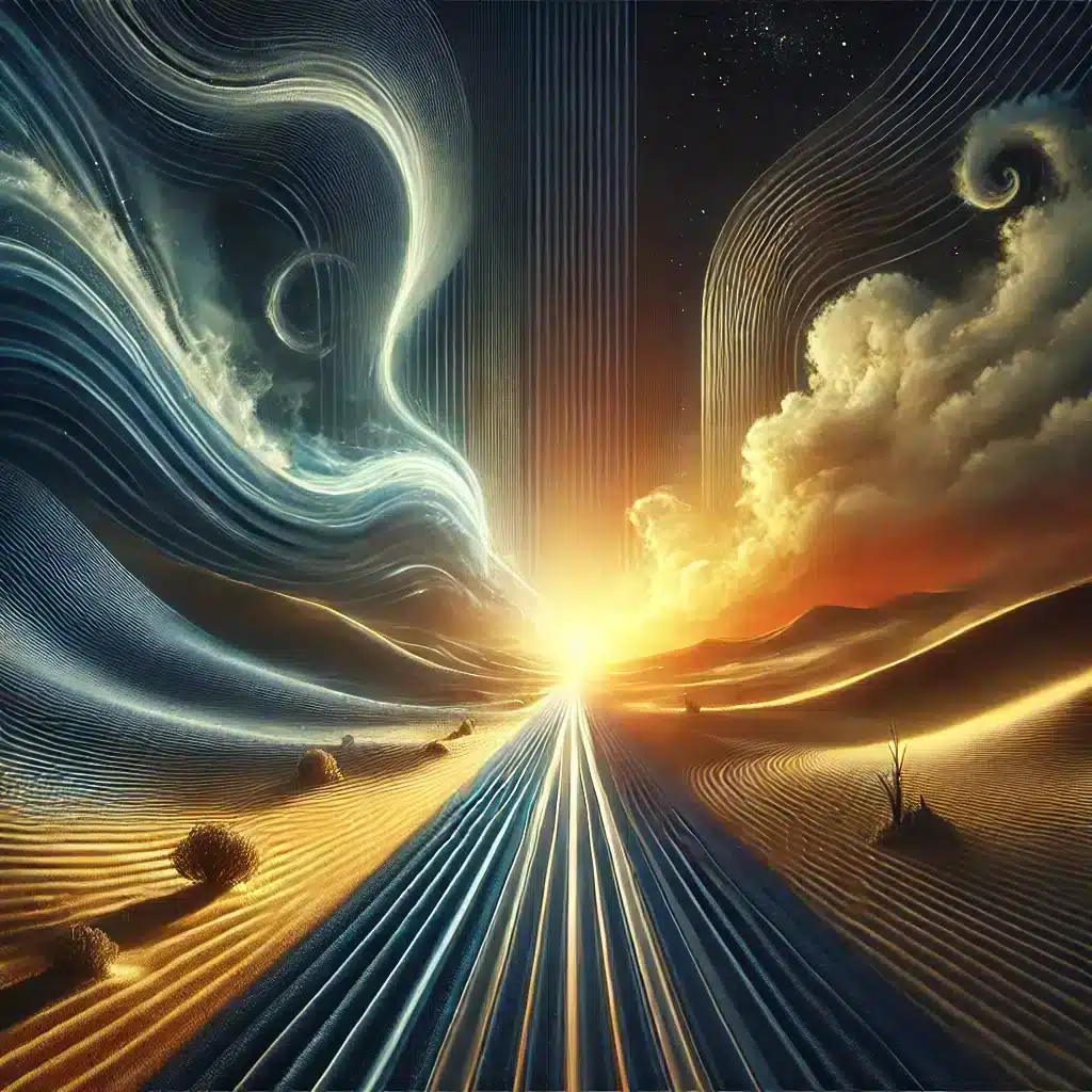 DALL-E 2025-03-23 23.06.14 - A high-quality, modern web banner image that visually represents the concept of rewriting a story_ a surreal desert scene with a shimmering mirage or